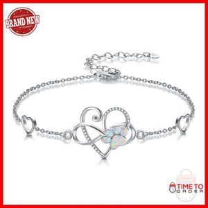 925 Sterling Silver Paw Print Bracelet Infinity Heart Pet Jewelry Gift